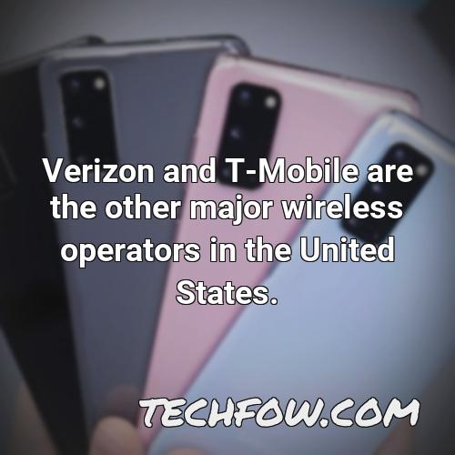 verizon and t mobile are the other major wireless operators in the united states