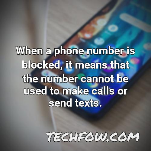 when a phone number is blocked it means that the number cannot be used to make calls or send