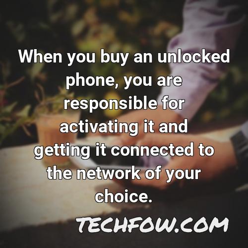when you buy an unlocked phone you are responsible for activating it and getting it connected to the network of your choice
