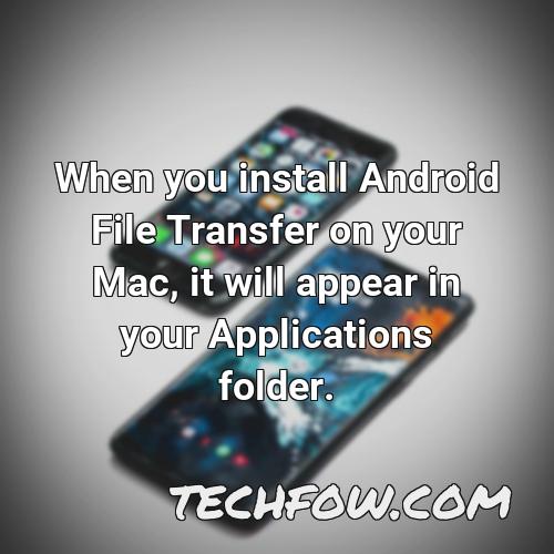 when you install android file transfer on your mac it will appear in your applications folder