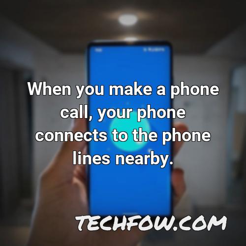 when you make a phone call your phone connects to the phone lines nearby