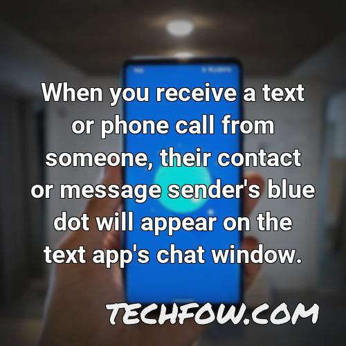 when you receive a text or phone call from someone their contact or message sender s blue dot will appear on the text app s chat window