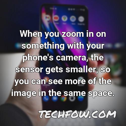when you zoom in on something with your phone s camera the sensor gets smaller so you can see more of the image in the same space