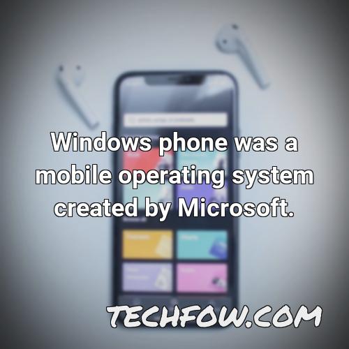 windows phone was a mobile operating system created by microsoft