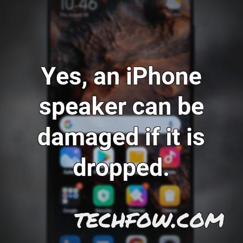 yes an iphone speaker can be damaged if it is dropped