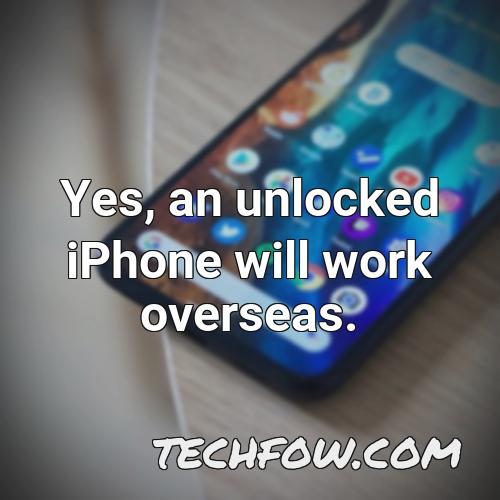 yes an unlocked iphone will work overseas