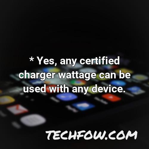 yes any certified charger wattage can be used with any device