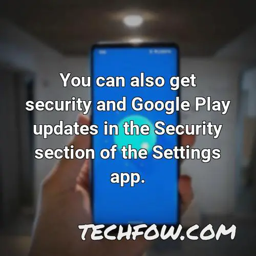 you can also get security and google play updates in the security section of the settings app