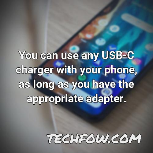 you can use any usb c charger with your phone as long as you have the appropriate adapter
