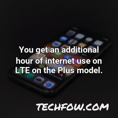 you get an additional hour of internet use on lte on the plus model 1