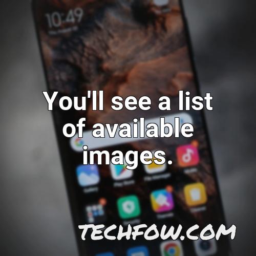 you ll see a list of available images