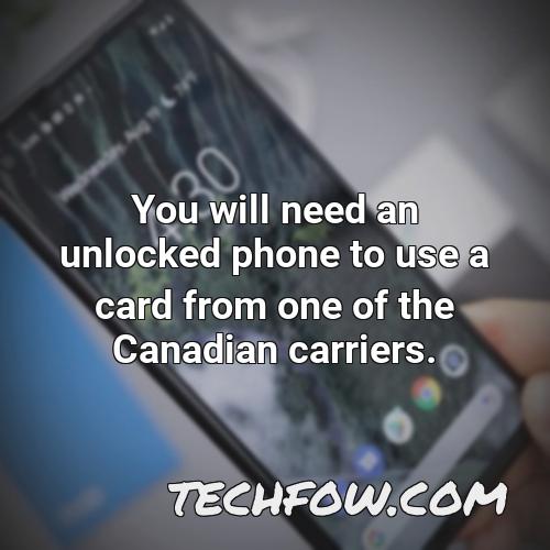 you will need an unlocked phone to use a card from one of the canadian carriers