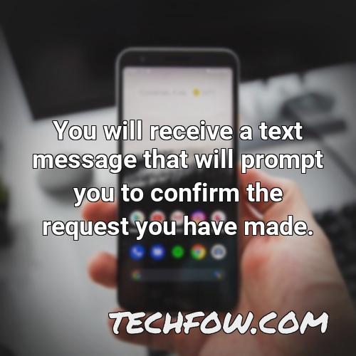 you will receive a text message that will prompt you to confirm the request you have made