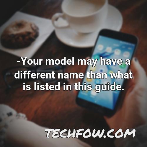 your model may have a different name than what is listed in this guide