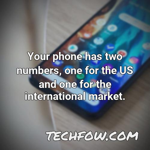 your phone has two numbers one for the us and one for the international market