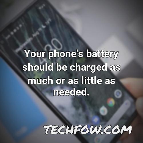 your phone s battery should be charged as much or as little as needed