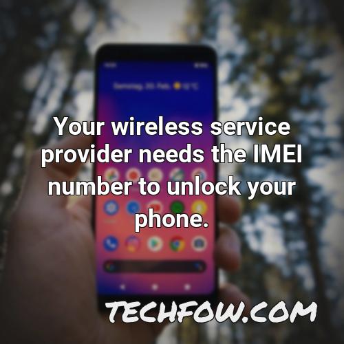 your wireless service provider needs the imei number to unlock your phone