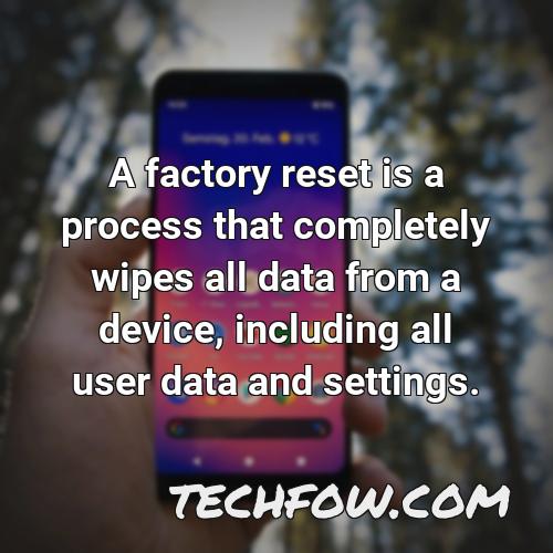 a factory reset is a process that completely wipes all data from a device including all user data and settings