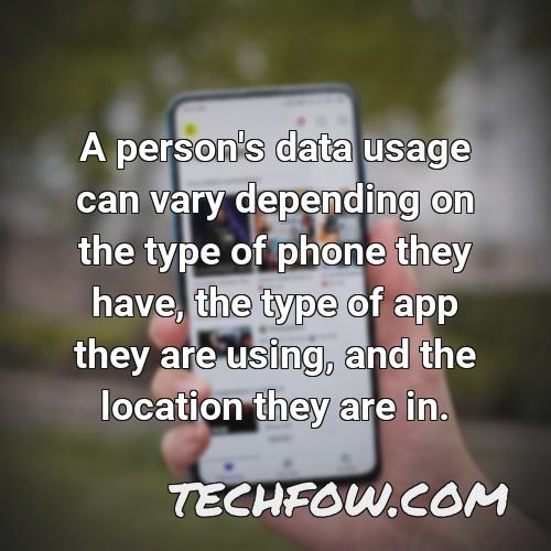 a person s data usage can vary depending on the type of phone they have the type of app they are using and the location they are in