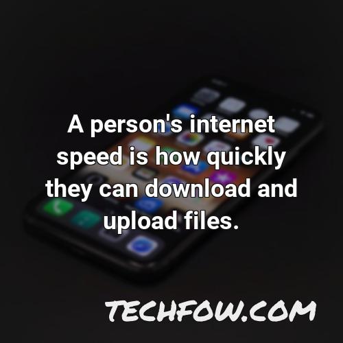a person s internet speed is how quickly they can download and upload files
