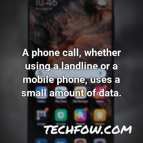 a phone call whether using a landline or a mobile phone uses a small amount of data