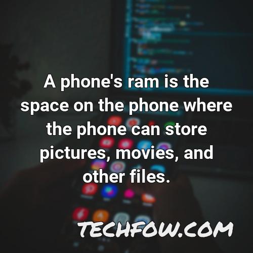 a phone s ram is the space on the phone where the phone can store pictures movies and other files