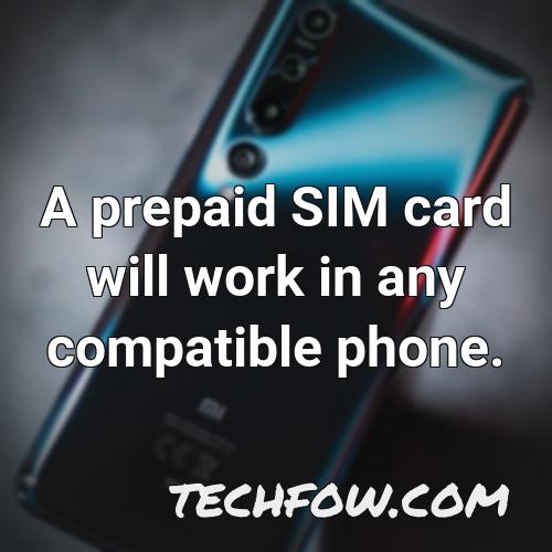 a prepaid sim card will work in any compatible phone