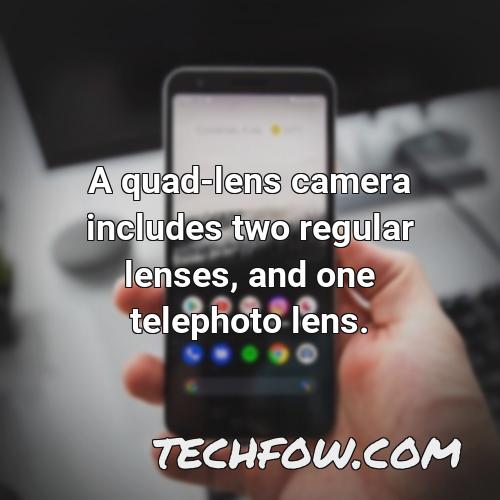 a quad lens camera includes two regular lenses and one telephoto lens