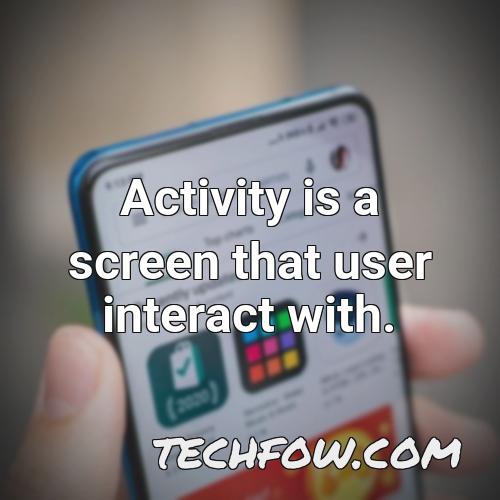 activity is a screen that user interact with
