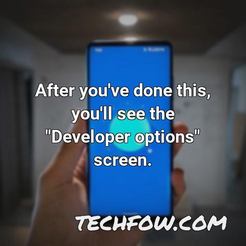 after you ve done this you ll see the developer options screen