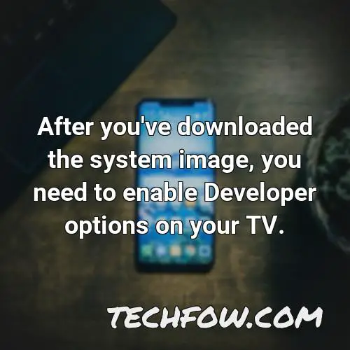 after you ve downloaded the system image you need to enable developer options on your tv
