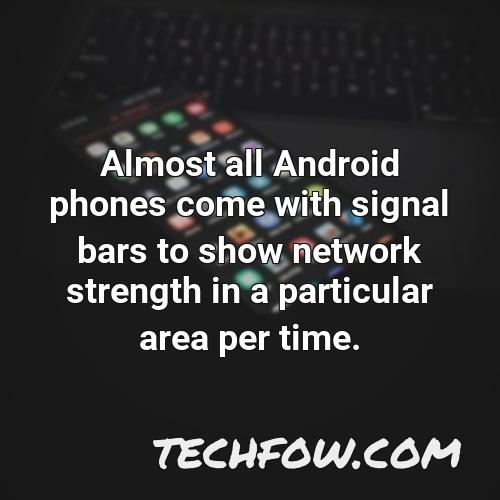 almost all android phones come with signal bars to show network strength in a particular area per time 1