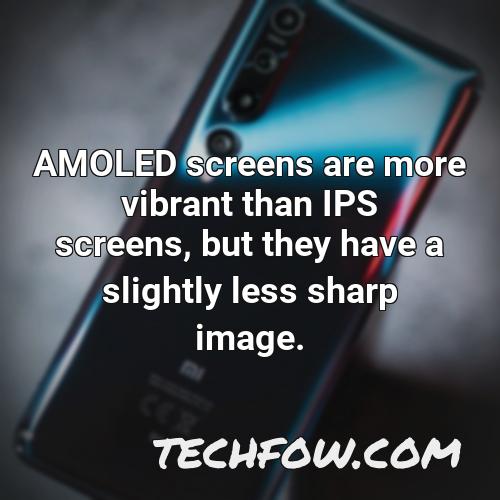 amoled screens are more vibrant than ips screens but they have a slightly less sharp image