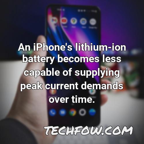 an iphone s lithium ion battery becomes less capable of supplying peak current demands over time