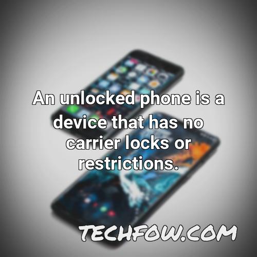 an unlocked phone is a device that has no carrier locks or restrictions