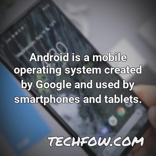 android is a mobile operating system created by google and used by smartphones and tablets