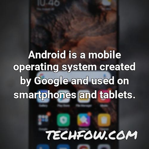 android is a mobile operating system created by google and used on smartphones and tablets