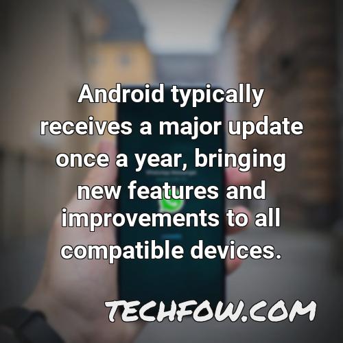 android typically receives a major update once a year bringing new features and improvements to all compatible devices