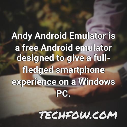 andy android emulator is a free android emulator designed to give a full fledged smartphone experience on a windows pc