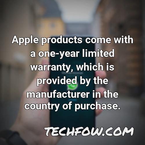 apple products come with a one year limited warranty which is provided by the manufacturer in the country of purchase