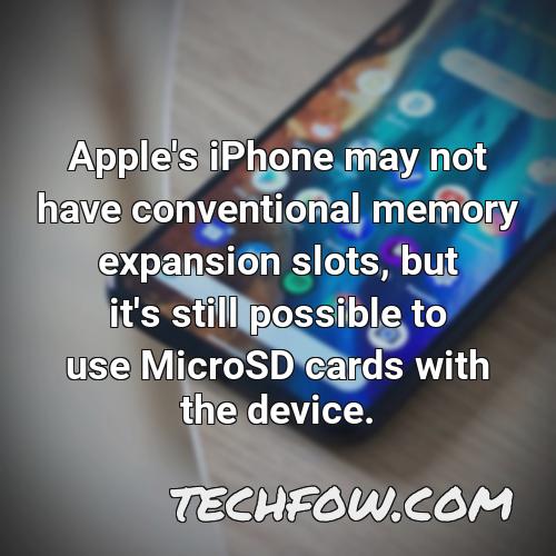 apple s iphone may not have conventional memory expansion slots but it s still possible to use microsd cards with the device
