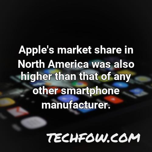 apple s market share in north america was also higher than that of any other smartphone manufacturer