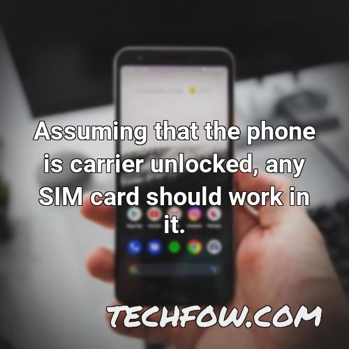 assuming that the phone is carrier unlocked any sim card should work in it