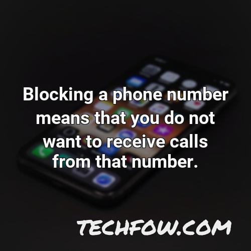 blocking a phone number means that you do not want to receive calls from that number