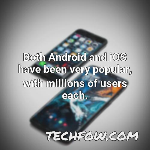 both android and ios have been very popular with millions of users each
