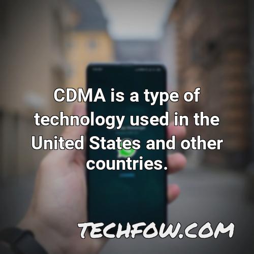 cdma is a type of technology used in the united states and other countries