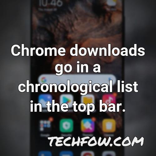 chrome downloads go in a chronological list in the top bar