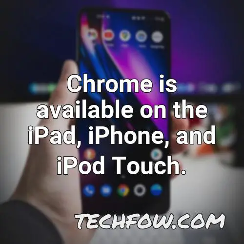 chrome is available on the ipad iphone and ipod touch