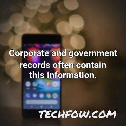 corporate and government records often contain this information
