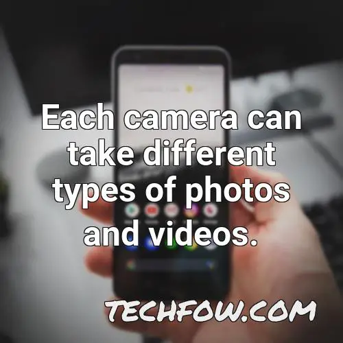 each camera can take different types of photos and videos